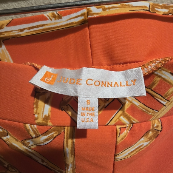 Jude Connally Orange Gold Bamboo Lattice Pull-On Soft Stretch Pant Size S NWOT - Picture 2 of 3